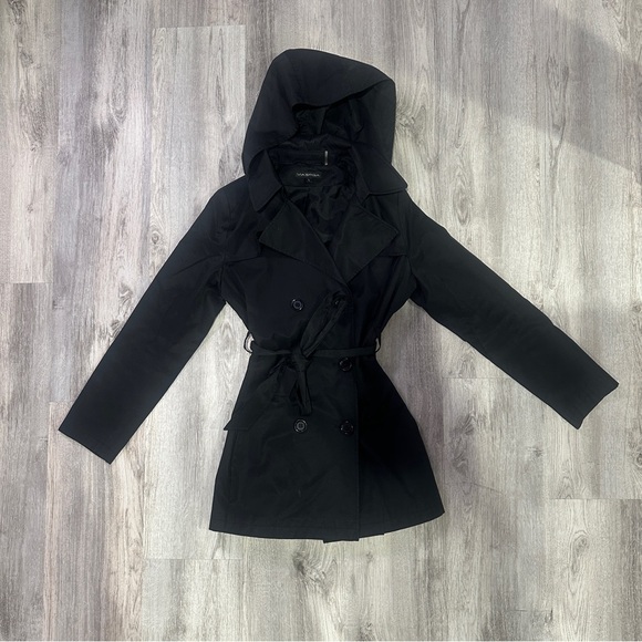 Via Spiga Double Breasted Black Belted Raincoat - Picture 1 of 5